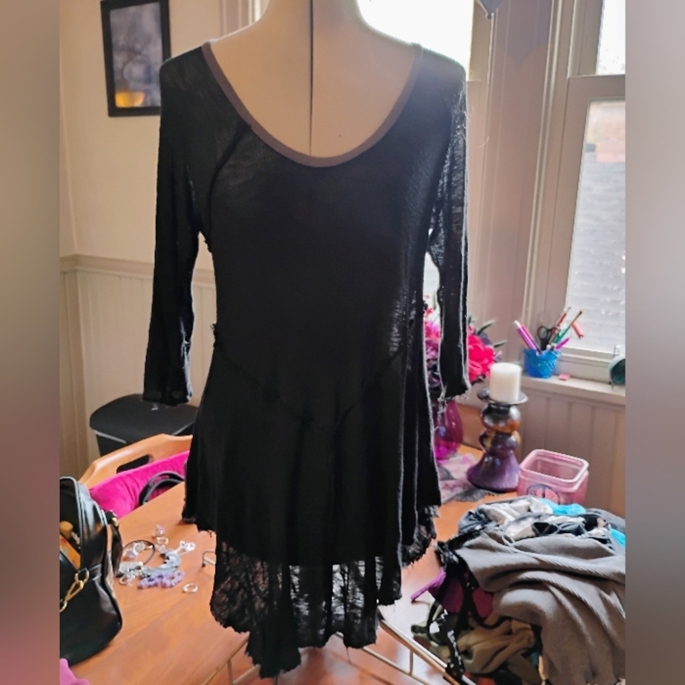 Free People Thin Knit Distresed Women's Top